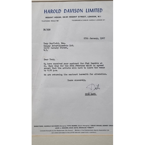 144 - Jimi Hendrix Conformation of Contract Letter Dated 1967.