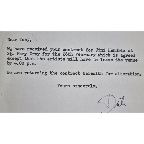 144 - Jimi Hendrix Conformation of Contract Letter Dated 1967.