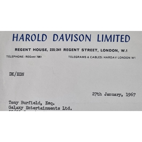144 - Jimi Hendrix Conformation of Contract Letter Dated 1967.