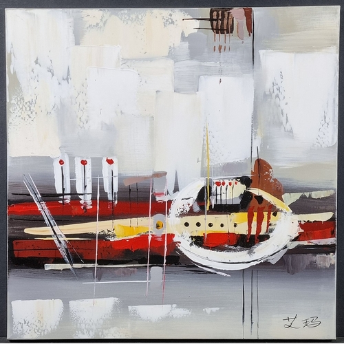 162 - Modern Abstract Painting on Box Canvas