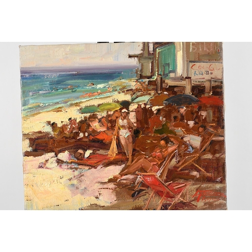 213 - Gravina Original Oil Beach Scene - Italian artist