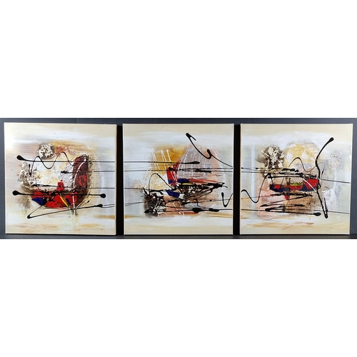 5 - Abstract Triptych Oil on Canvas P. Tang