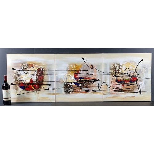 5 - Abstract Triptych Oil on Canvas P. Tang