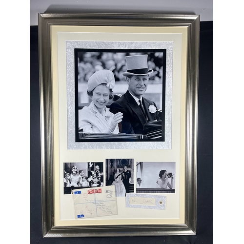 51 - Queen Elizabeth & Prince Philip original signatures in rare framed Art Presentation