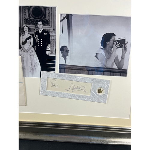 51 - Queen Elizabeth & Prince Philip original signatures in rare framed Art Presentation