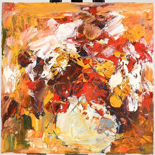 52 - Impressionist Oil on Canvas Vase of Flowers