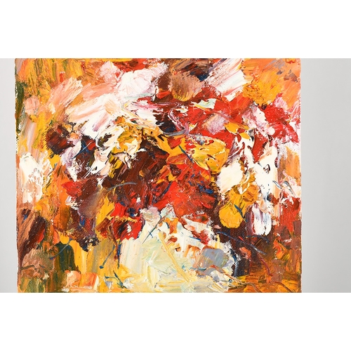52 - Impressionist Oil on Canvas Vase of Flowers