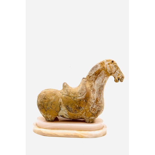 2 - A Chinese pottery figure of a horse. Possibly Han Period burial piece. Missing legs.