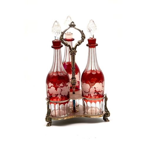 37 - Wine Decanters for both red and white wine. In beautiful rose cut glass. With grape motif.