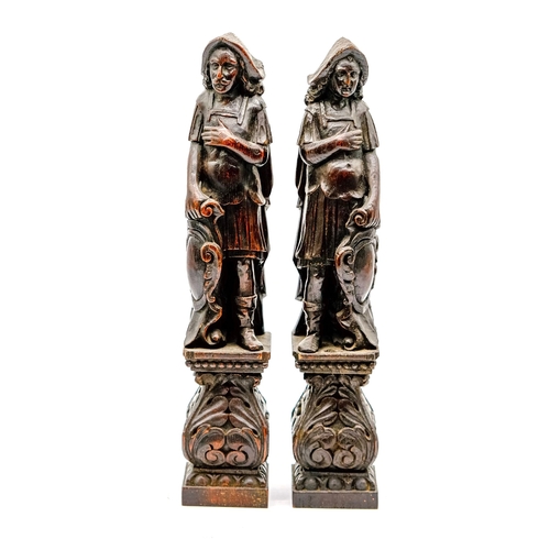 49 - Pair of Carved Wood Figures possibly ecclesiastical circa 1900