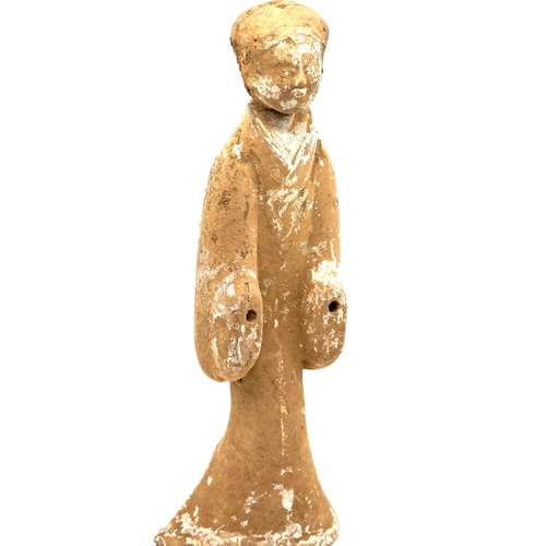 57 - A LARGE PAINTED POTTERY FIGURE OF A COURT-LADY, HAN DYNASTY