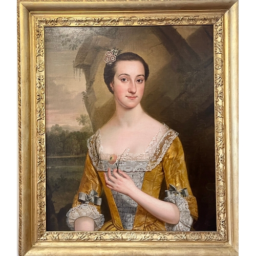 76 - ARTIST: William Hoare (Attributed) TITLE: Portrait Of A Lady SIZE: 94cm By 80cmFRAME: Original Gilt ... 