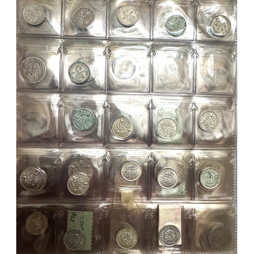 161 - Folder Of Silver Coinage with Maundy Sets from approx 1946Also Single Victoria Crown 1887FOR FULL LI... 