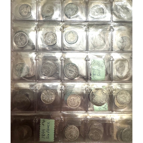 161 - Folder Of Silver Coinage with Maundy Sets from approx 1946Also Single Victoria Crown 1887FOR FULL LI... 