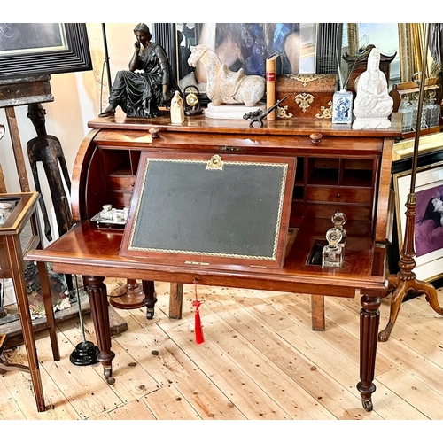 62A - Roll Top Writing Desk With Leather Slope Here we have a fabulous quality roll top writing desk with ... 