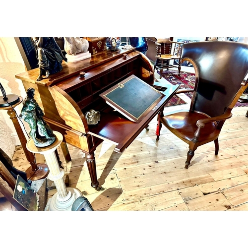 62A - Roll Top Writing Desk With Leather Slope Here we have a fabulous quality roll top writing desk with ... 