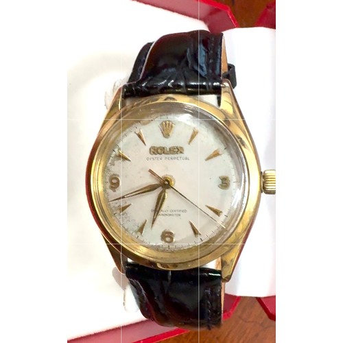 159 - Rolex 1940's Bubble back 9ct goldAutomatic wrist watch