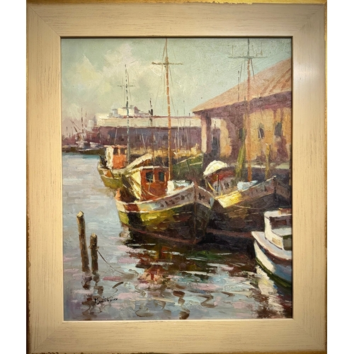 11 - The Harbour Oils On Canvas Unknown Circa 1920-1950 Framed Size 76cm by 54cm