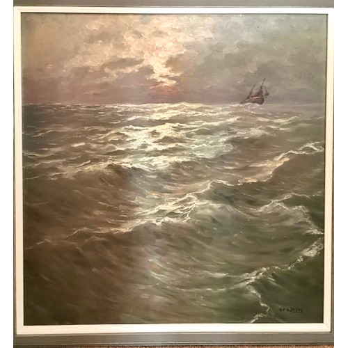 17 - ARTIST: ALBERT ISIDORE DE VOS 1868-1950 TITLE: PAIR OF SEASCAPES; FISHING BOAT IN HEAVY SEAS AND FIS... 