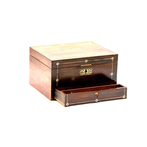 86 - Mother Of Pearl Inlay Stationary Box with velvet lining