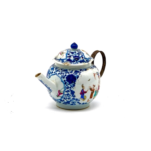 91 - Worcester teapot and cover in Mandarin pattern with coloured enamels and underglaze blue borders (re... 