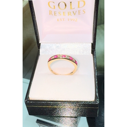 129 - Ruby and Diamond 9ct Yellow Gold Ring