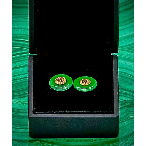 181 - Chinese Jadite Style Green Colour Ear Rings