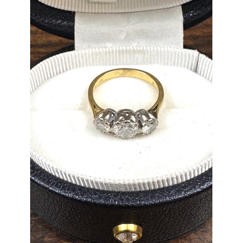 157 - Trilogy Diamond Ring Testing As 18ct Yellow Gold