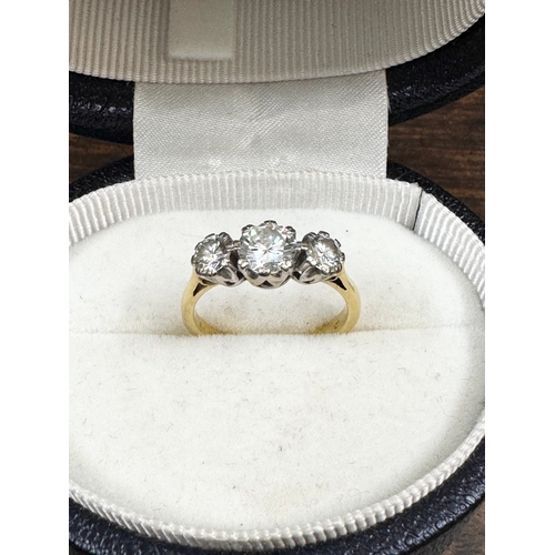 157 - Trilogy Diamond Ring Testing As 18ct Yellow Gold