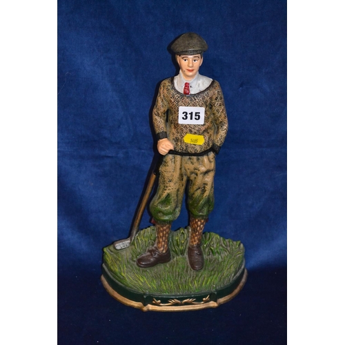 315 - PAINTED CAST IRON GOLFER DOORSTOP