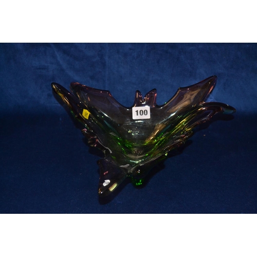 100 - FRENCH ARTWARE COLOURED GLASS DISH