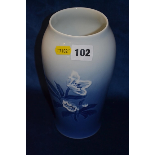 102 - DANISH PORCELAIN VASE DECORATED FLOWERS (21cm)
