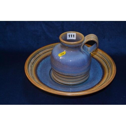 111 - DENBY STONEWARE RAINBOW DISH AND JUG