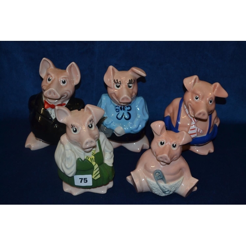 75 - SET OF FIVE WADE NATWEST PIG MONEY BOXES