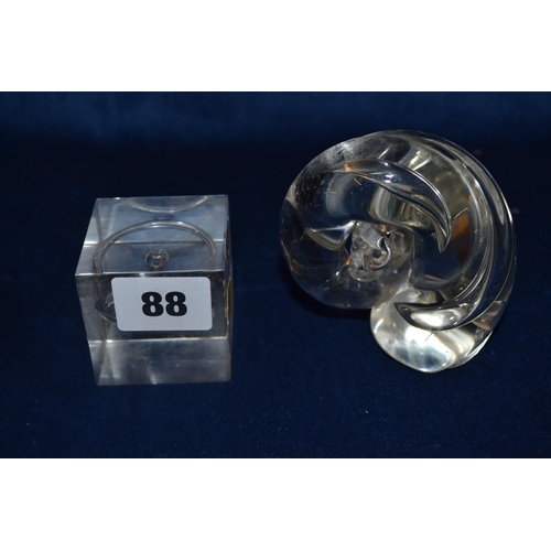 88 - TWO CRYSTAL GLASS PAPERWEIGHTS