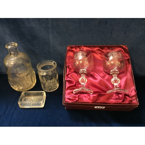 117 - PAIR OF SOUVENIR GLASS GOBLETS 