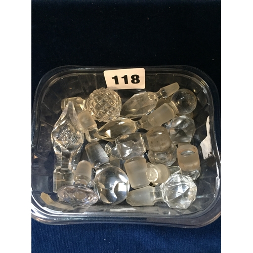 118 - QUANTITY OF SMALL GLASS STOPPERS