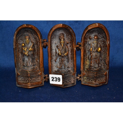 239 - BRONZE FOLDING TRIPTYCH