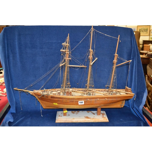 182 - WOODEN SCALE MODEL VICTORIAN SCHOONER 