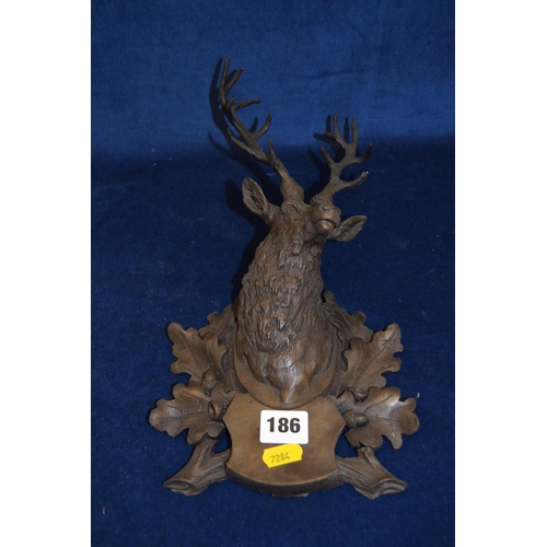 186 - CAST IRON STAGS HEAD WALL BRACKET