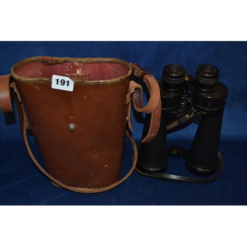 191 - PAIR OF BARR AND STROUD BINOCUARS IN LEATHER CASE