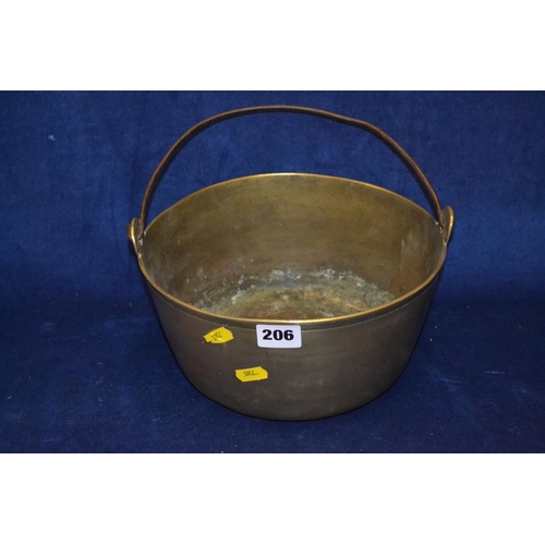 206 - 19TH CENTURY PRESERVING PAN WITH IRON LOOP HANDLE