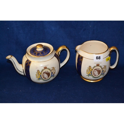 68 - RINGTONS TEA CORONATION TEAPOT AND JUG