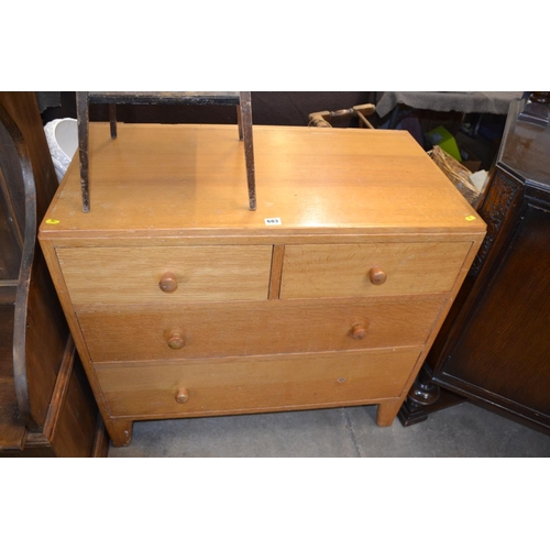 683 - UTILITY OAK CHEST OF 4 DRAWERS