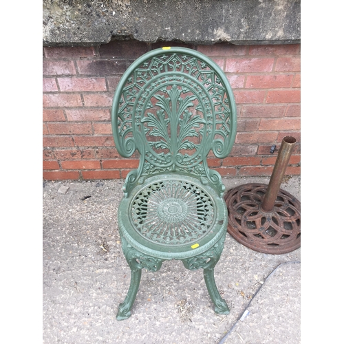 701 - GREEN PAINTED METAL GARDEN SEAT