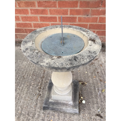 705 - STONEWARE BIRD BATH AND SUN DIAL