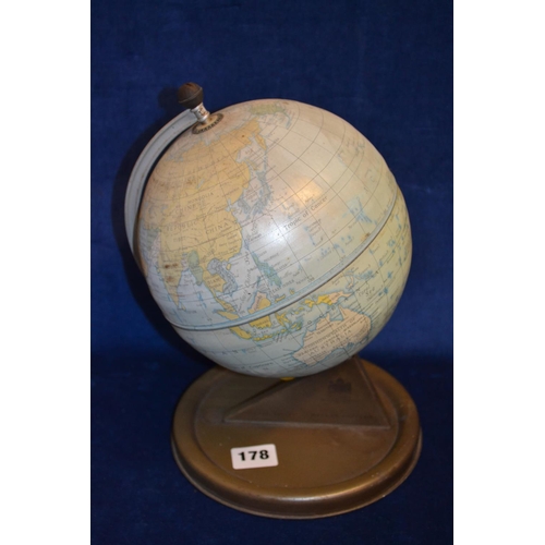 178 - CHAD VALLEY TIN PLATE TERRESTRIAL GLOBE ON STAND