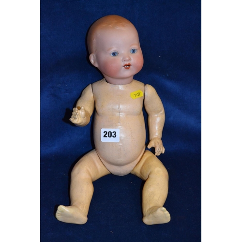 203 - GERMAN A.M BISQUE HEAD BABY DREAM DOLL