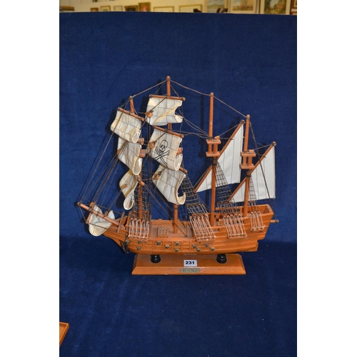 231 - FULLY RIGGED MODEL GALLEON 