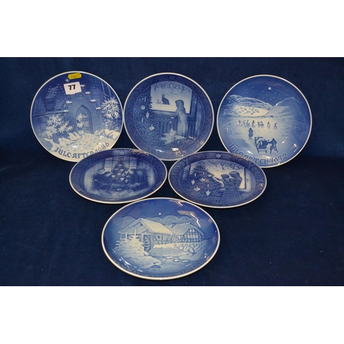 77 - SIX ROYAL COPENHAGEN PORCELAIN CHRISTMAS PLATES